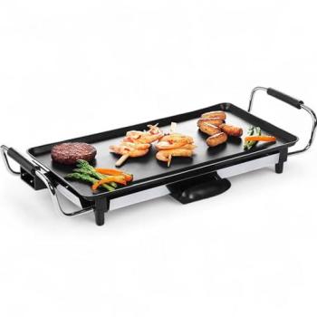 Plancha Eléctrica Teppanyaki 2000W - Superficie Antiadherente 46 x 26 cm - Termostato Ajustable