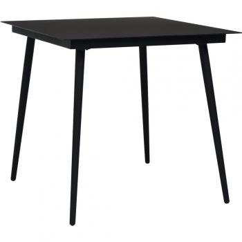 vidaXL Garden Dining Table Black 80x80x74 cm Steel and Glass