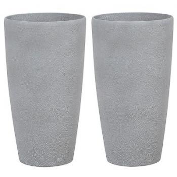 Conjunto de 2 macetas minimalistas de piedra gris 31 cm Abdera