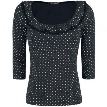 Hell Bunny EVA Top Manga Larga Mujer Negro-Blanco XL