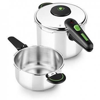 Monix Presto Duo - Set de ollas a presión 4+6 L acero inoxidable 18/10, apta para todo tipo de cocinas incluida inducción