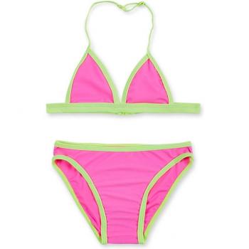 Bikini de niña Tuc Tuc Neon Jungle rosa con contrastes en verde