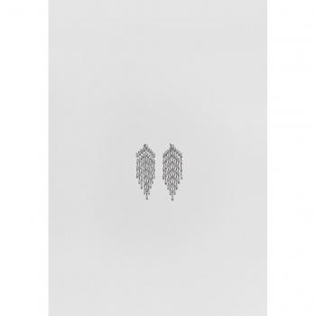 Stradivarius Grey Rhinestone Cascading Earrings OS