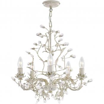 Lámpara colgante Almandite Gold, crema 5 bombillas 100cm, tipo araña, 5 luces, color crema-oro