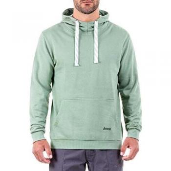 Jeep Explore The Outdoors J8w - Sudadera con Capucha para Hombre, diseño Vertical, Texto en inglés, Hombre, Sudadera, O101150-E510-L, Verde Claro/Gris Oscuro., Large