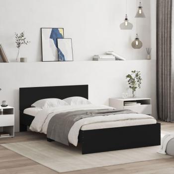 Cama Blinder con cabecera y luces LED negro 135x190 cm