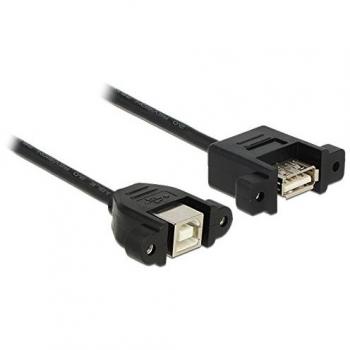Cable USB 2.0 A-B de 1 m, instalación doble, conector B hembra a conector A hembra