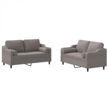 Juego de sofás con cojines 2 piezas tela gris taupe vidaXL, incluye dos sillones tapizados en tela gris taupe, con cojines incluidos, ideal para salón o área de descanso
