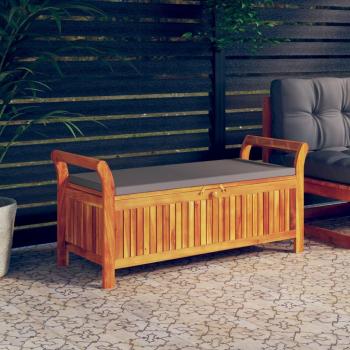 Banco de almacenamiento de jardín con cojín de madera maciza Acacia 126cm