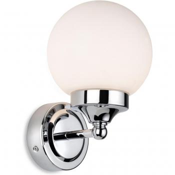 Aplique de baño Louis Chrome con cristal blanco opal 1 bombilla 21cm IP44