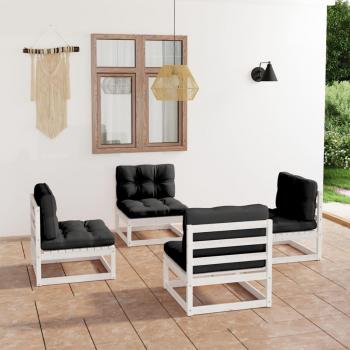 4-Piece Solid Pine Garden Lounge Set with Cushions