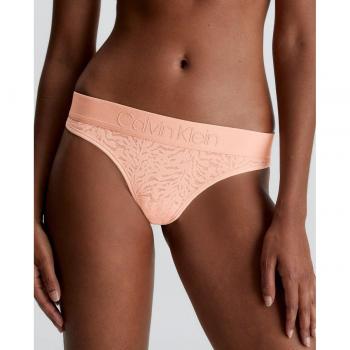 Calvin Klein Tanga de encaje semitransparente de tiro medio