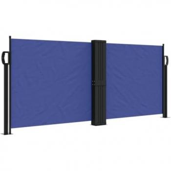 Toldo lateral retráctil 100x1000 cm, color negro, crema y azul, protección UV, pantalla de privacidad independiente, sombrilla para jardín, patio, terraza y balcón