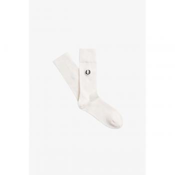 Calcetines Altos Fred Perry Clásicos para Hombre - Blanco/Negro - Talla L/XL - 86% Algodón, 13% Poliamida, 1% Elastano