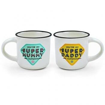 Juego 2 Tazas de Café Super Mamá y Super Papá Legami