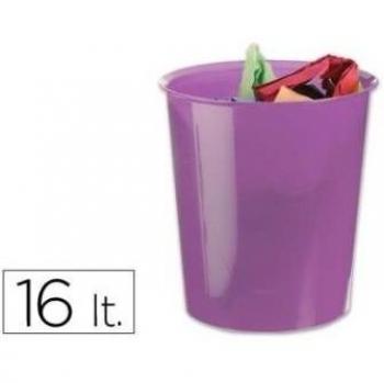 Liderpapel - Q Connect Papelera Plástico Translúcido 16 L Color Violeta