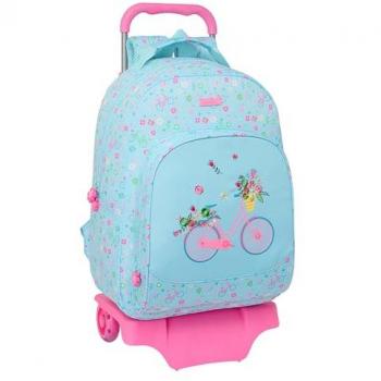 Mochila Escolar con Carro SAFTA 905 Reciclado Bicicleta 46x30 cm - Diseño Ergonómico - Amplio Espacio de Almacenamiento - Bolsillos Multifuncionales