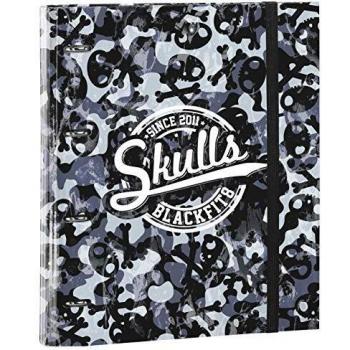Carpeta 4 Anillas de 30mm de Blackfit8 Skulls Oficial, Incluye 100 Hojas A4