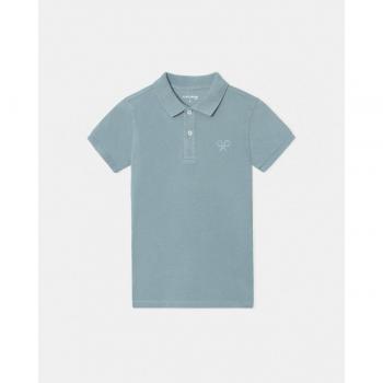 Silbon - Polo kids raqueta trasera petroleo para Niño, clásico de algodón con estampado trasero