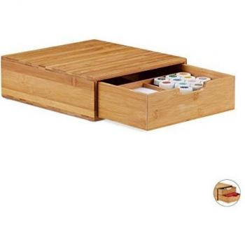 Organizador de Escritorio de Bambú Natural con Cajones, 10 x 29,5 x 30 cm - Relaxdays