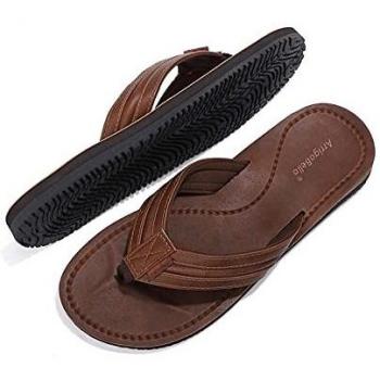 ARRIGO BELLO Flip Flops Hombre Chanclas Cuero Sandalias Verano Antideslizante Piscina Playa Interior Talla 41-46