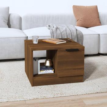 Mesa de centro de madera contrachapada de roble marrón 50x50x36 cm