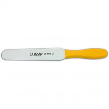 Espátula Profesional Arcos Colour - Mango Ergonómico de Polipropileno Amarillo y Hoja de Acero Inoxidable Nitrum de 20 cm, en Funda Display