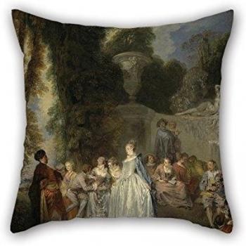 artistdecor la pintura al óleo Jean-Antoine Watteau - F? Ates Venitiennes almohada de, 20 x 20 pulgadas/50 por 50 cm decoración, regalo para adolescentes, dibujo habitación, ropa de cama, Saloon, boda, su