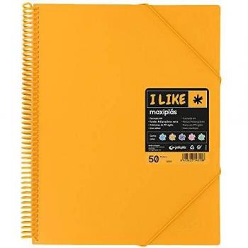 Grafoplás Maxiplás I Like - Carpetas con Fundas Espiral, 50 Fundas, Naranja