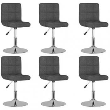 Sillas de Comedor Giratorias 6 Unidades Tela Gris Oscuro