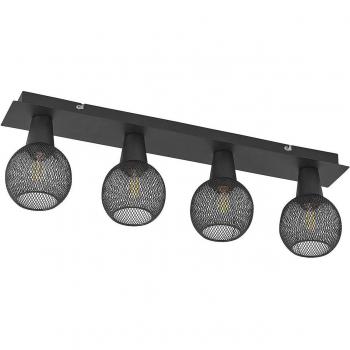 Plafón Lindby Zerda, rejilla, 4 luces, moderno en negro, hecho de metal, para salón y comedor, con 4 llamas E14