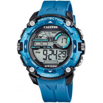 Reloj Calypso Digital para Hombre K5819/2 con Correa de Caucho Azul y Esfera Negra
