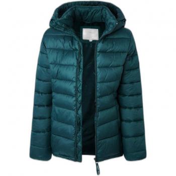 Pepe Jeans Maddie Short Green Women's Jacket with Detachable Hood and Zip Closure
