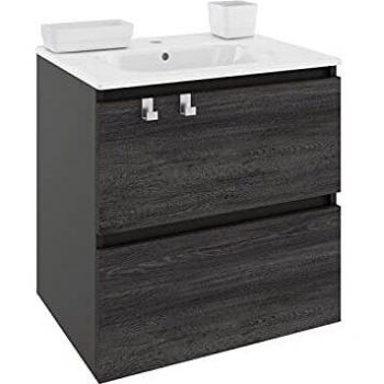 bath Mueble 2 cajones con Lavabo Rectangular B-Box Antracita-Frontal Pizarra Nature Medidas