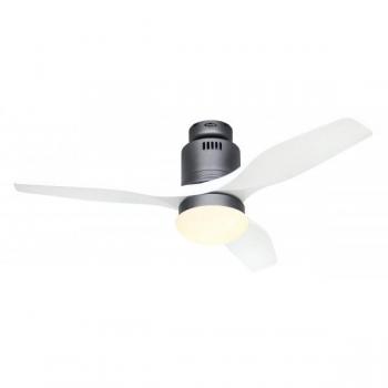 Ventilador de Techo CasaFan Aerodynamix Eco 112 con Motor DC, Luz y Mando a Distancia, 112 cm, Color Blanco/Gris Basalto
