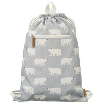Mochila Saco OSO POLAR fresk PERGAMINO - Mochila saco con diseño de oso polar, fabricada en material resistente y ligero, ideal para niños, con cordones ajustables, fácil de transportar y perfecta para actividades