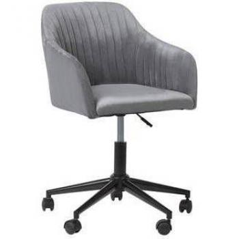 Silla de oficina giratoria de terciopelo gris ajustable en altura Venice