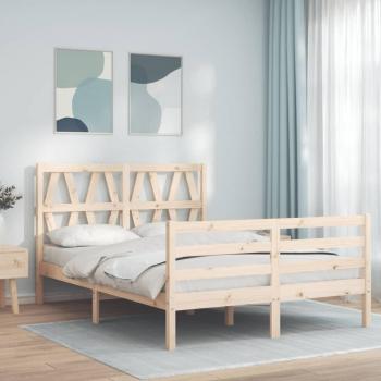 Cama de madera maciza con cabecero 120x200 cm