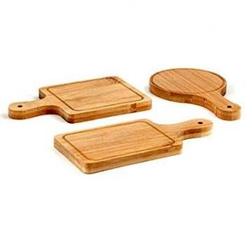 Kikkerland – Mini bandejas de Servir, bambú, Beige, Juego de 6