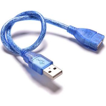 Cable de extensión USB 2.0 macho a hembra de 23cm, color azul, para ratón, teclado y cámara