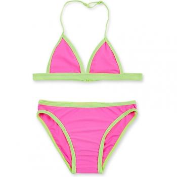 Bikini de niña Tuc Tuc rosa con contrastes en verde Neon Jungle