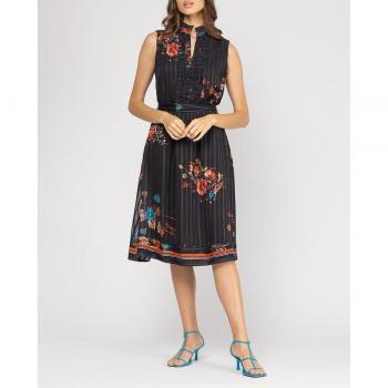Niza Vestido midi sin mangas con volantes