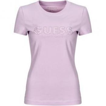 Guess Camiseta SANGALLO TEE para mujer en color lila con logotipo frontal y diseño elástico