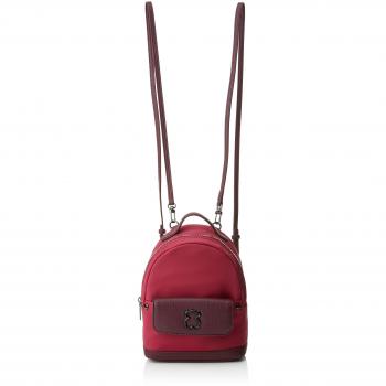 Tous Mini Laina de Lona, Bolso Mochila para Mujer, Rojo