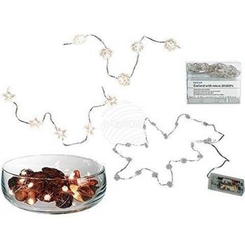 luz cadena, estrella & Copo de nieve, con 20 luces micro de LED, aprox. 1 cm, L: aprox. 1,40 m, de 2 modelos surtidos, para 2 pilas Mignon