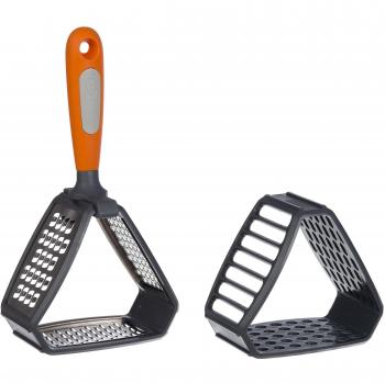 Kool Dual - Multi rallador y majador con mango intercambiable, color naranja ácido