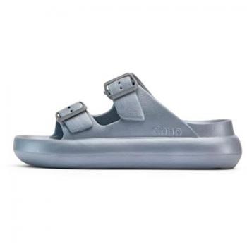 Sandalias Abiertas de Mujer Eco-Friendly con Doble Hebilla, Modelo EVA Curvi Metálico