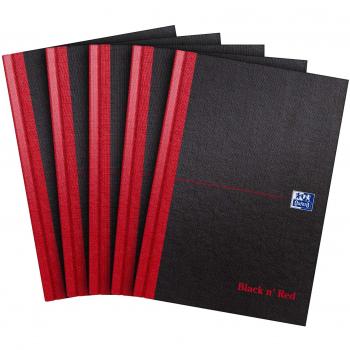 Oxford Black n' Red A5 Hardback Casebound Notebook Ruled 192 Page, 5 Notebooks