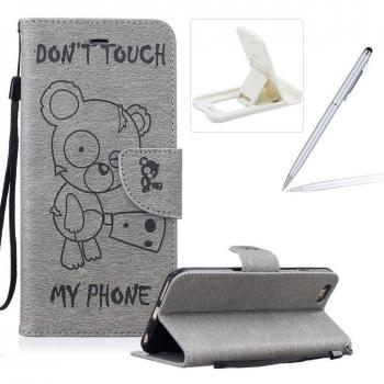iPhone 6S Slim Folio Billetera Funda de cuero de la PU,iPhone 6 Estilo de libro Cierre magnético Portátil llevar caso de Flip con Lanyard,Herzzer lindo de moda [oso de dibujos animados Serie en relieve] Folder Purse Pouch Protective Cases Cover Skin She