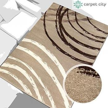Diseño moderno alfombra Beige/crema/marrón círculo lazo Oeko Tex disponible en varios tamaños, polipropileno, beige creme braun, 190 cm_x_280 cm